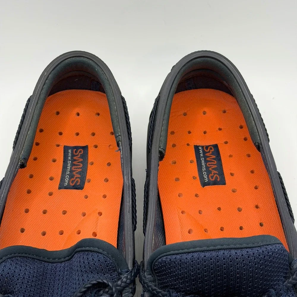 Swims Braided Lace Loafers Navy Blue Mesh Rubber Water Shoes Mens 9